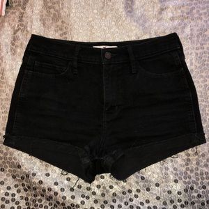 Hollister high rise black denim shorts